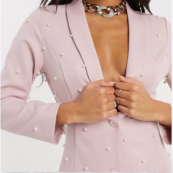 Pearl embellished blazer dress in blush sz 6 NWT - Picture 4 of 4